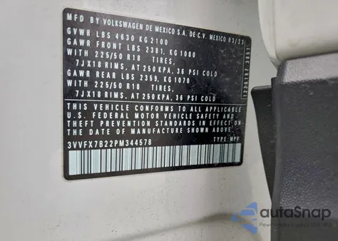 2023 Volkswagen Taos S из США, поврежденный, VIN 3VVFX7B22PM344578